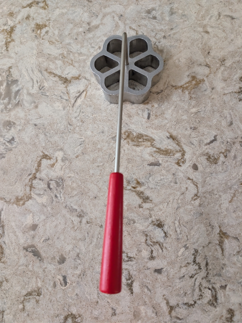 Vintage Metal Rosette Iron with Red Handle
